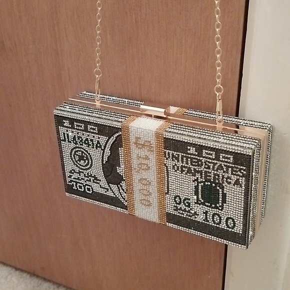 Money Clutch With Rhinestones - Picture 5 of 6